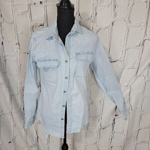 Goodfellow & Co Chambray Denim Button Down Shirt Double Breast‎ Pocket Womens S